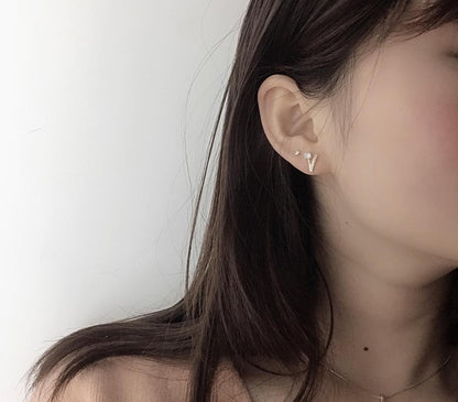 V-shaped zircon earrings