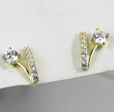 V-shaped zircon earrings