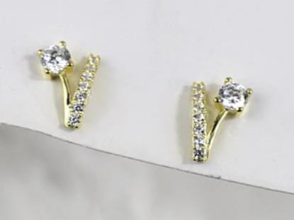 V-shaped zircon earrings