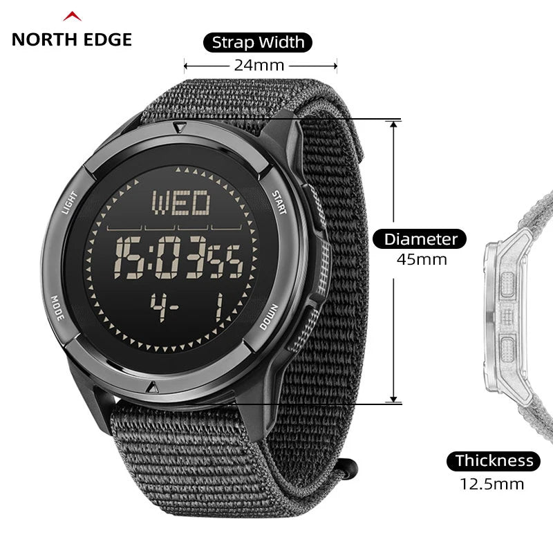 NORTH EDGE ALPS Men's Digital Carbon fiber Watch  Super Light  Waterproof 50M