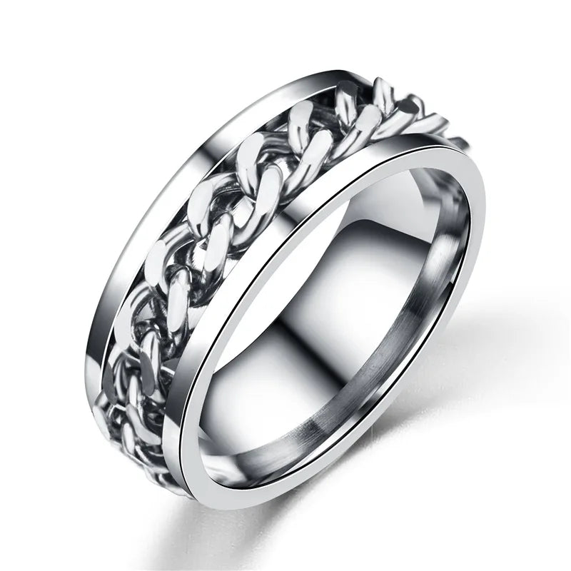 Silver Stainless Steel Chain Ring