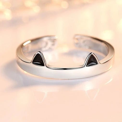 925 Sterling Silver Rings Cute Cat Animals Ring