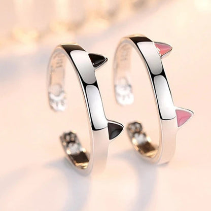 925 Sterling Silver Rings Cute Cat Animals Ring