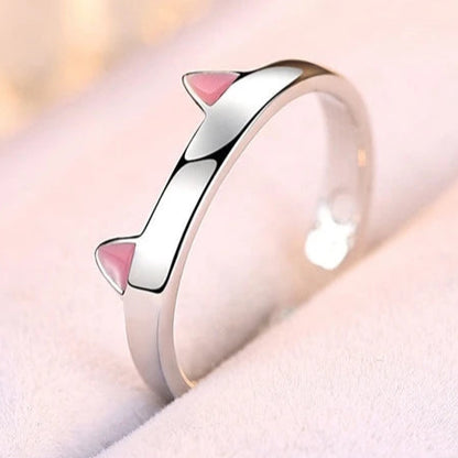 925 Sterling Silver Rings Cute Cat Animals Ring