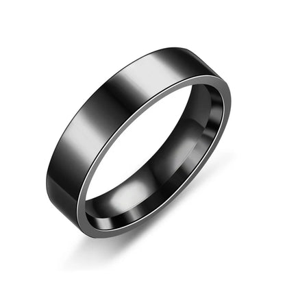 Trendy Stainless Steel Black Rings  Width 6mm