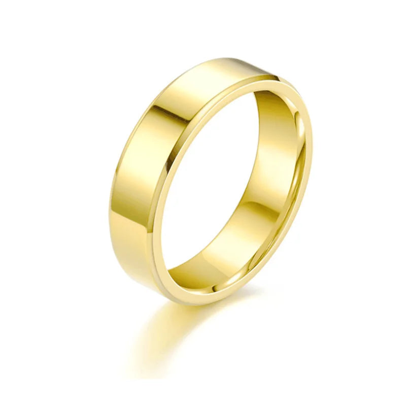 Stainless steel rings, smooth, simple gold color 4MM 6MM