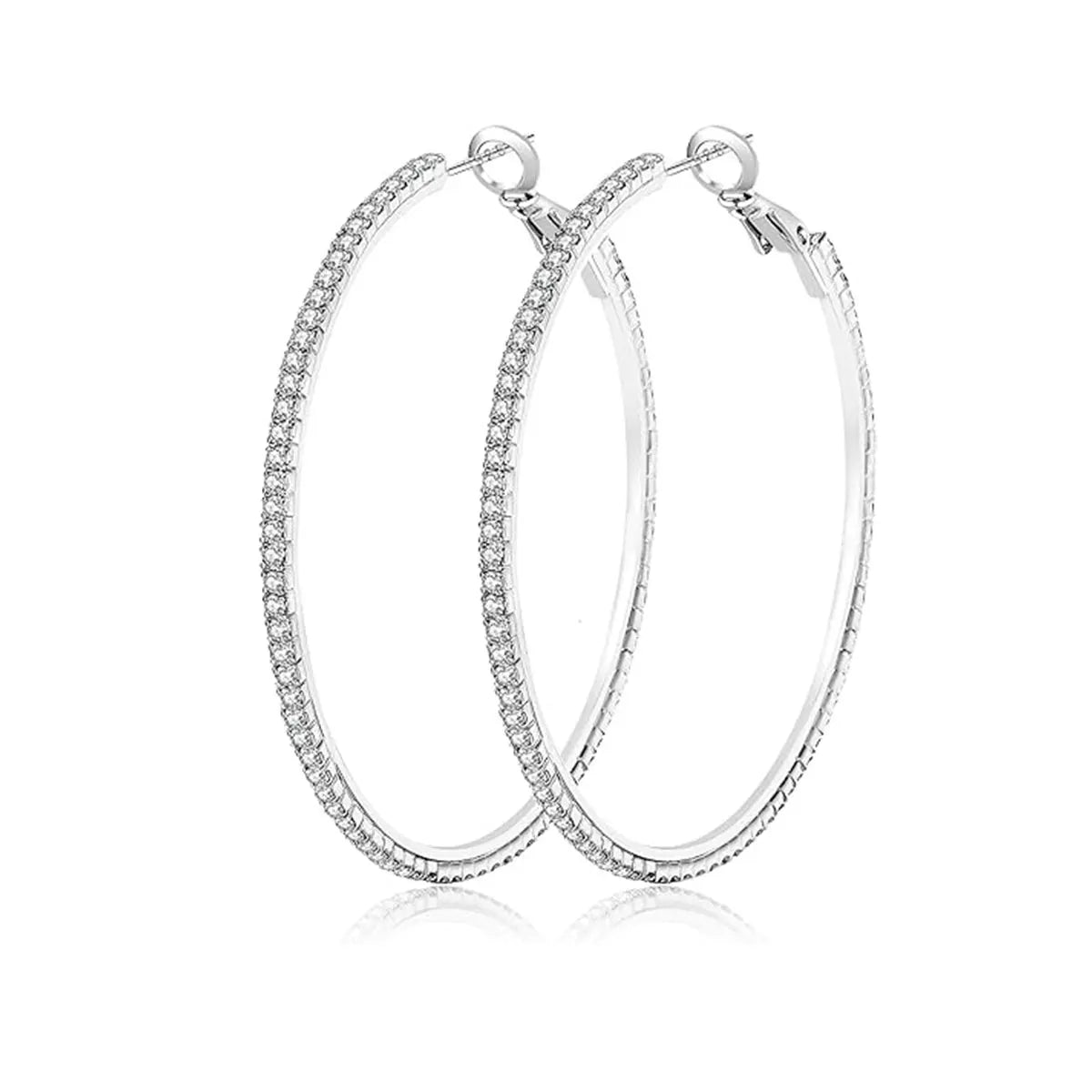 Large full zirconia hoop earrings