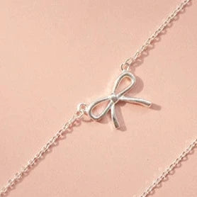 Delicate Silver Color Bowknot Pendant Necklaces