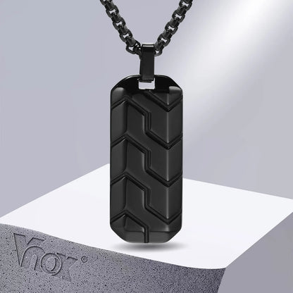 Tire Style Necklaces, Geometric Stainless Steel Bar Pendant