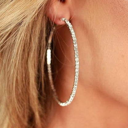 Large full zirconia hoop earrings