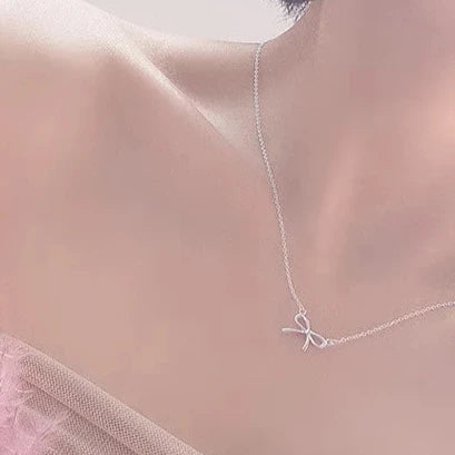 Delicate Silver Color Bowknot Pendant Necklaces