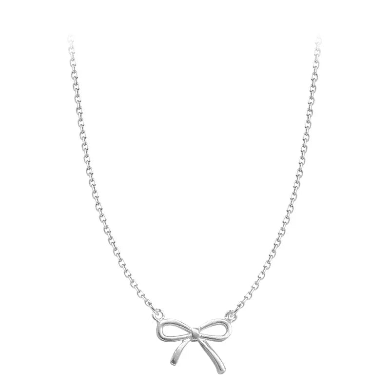 Delicate Silver Color Bowknot Pendant Necklaces