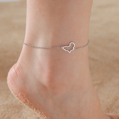 Stainless Steel Gold Color  Anklet Africa Map