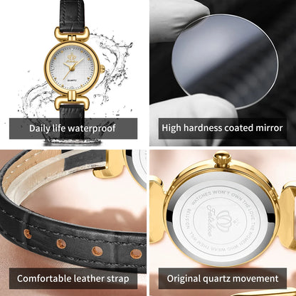 Quartz Elegant Watches Waterproof leather bracelet