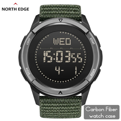 NORTH EDGE ALPS Men's Digital Carbon fiber Watch  Super Light  Waterproof 50M