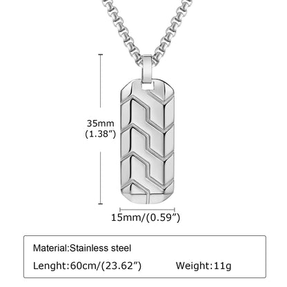 Tire Style Necklaces, Geometric Stainless Steel Bar Pendant