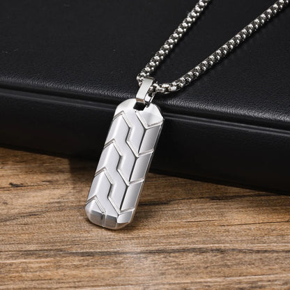 Tire Style Necklaces, Geometric Stainless Steel Bar Pendant