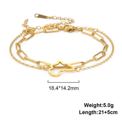 Stainless Steel Gold Color  Anklet Africa Map