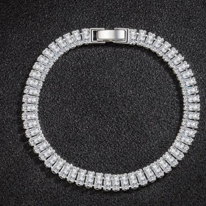 925 Sterling Silver Bracelet Elegant Zircon  18CM