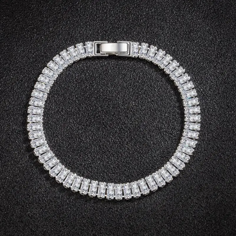 925 Sterling Silver Bracelet Elegant Zircon  18CM