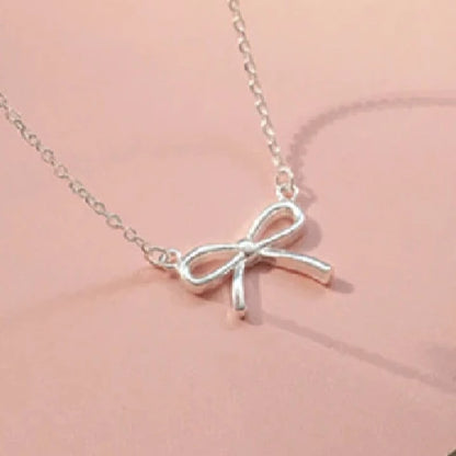 Delicate Silver Color Bowknot Pendant Necklaces