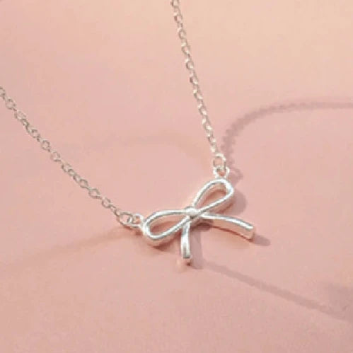 Delicate Silver Color Bowknot Pendant Necklaces