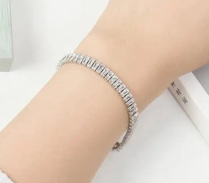 925 Sterling Silver Bracelet Elegant Zircon  18CM